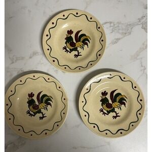 Set of 3 Metlox Poppytrail ‎ Rooster 6.5 Inch Bread And Butter Dessert Plates